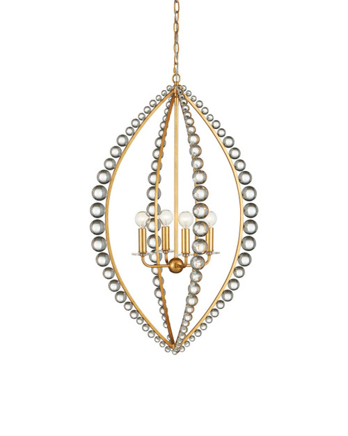 Currey and Company - 9000-1466 - Four Light Chandelier - Amadora - Clear / Antique Gold Leaf