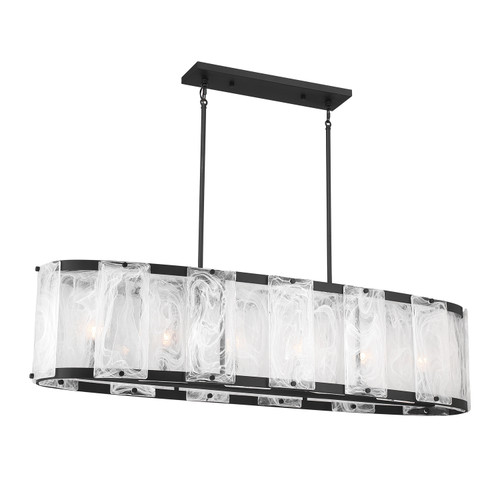 Minka-Lavery - 3639-899 - Six Light Linear Chandelier - Veil - Dark Matte Black