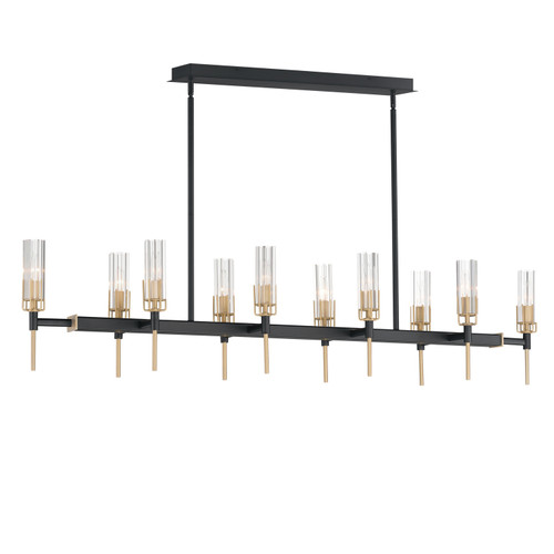 Maxim - 16119CLBKAB - Ten Light Linear Pendant - Flambeau - Black / Antique Brass