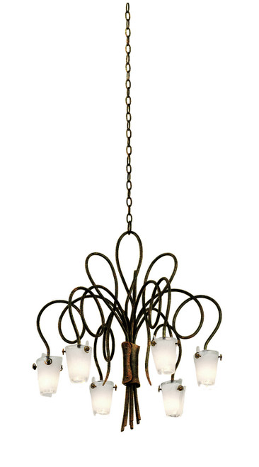 Kalco - 4308AC/FROST - Six Light Chandelier - Tribecca - Antique Copper
