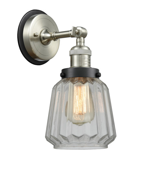 Innovations - 203SN-BPBK-HRBK-G142 - One Light Wall Sconce - Franklin Restoration - Brushed Satin Nickel
