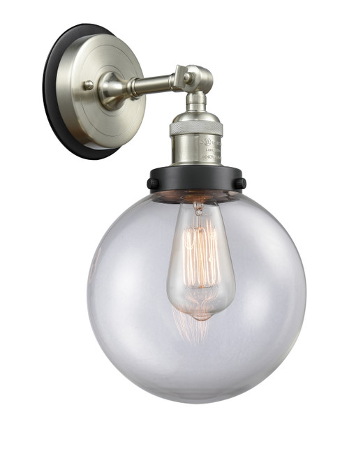 Innovations - 203SN-BPBK-HRBK-G202-8 - One Light Wall Sconce - Franklin Restoration - Brushed Satin Nickel