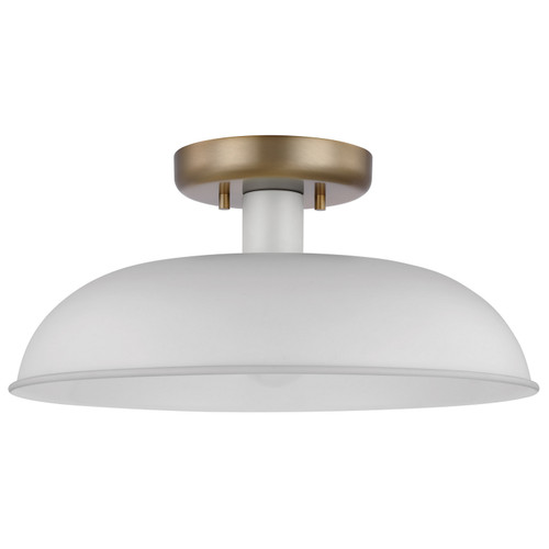 Nuvo Lighting - 60-7490 - One Light Flush Mount - Colony - Matte White / Burnished Brass