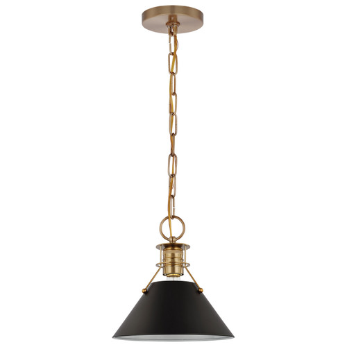 Nuvo Lighting - 60-7521 - One Light Pendant - Outpost - Matte Black / Burnished Brass