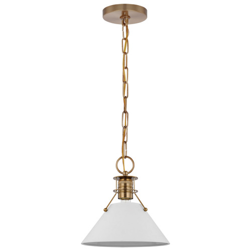 Nuvo Lighting - 60-7522 - One Light Pendant - Outpost - Matte White / Burnished Brass