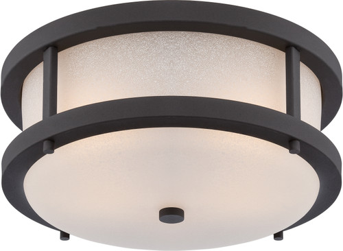Nuvo Lighting - 62-653 - LED Outdoor Flush Mount - Willis - Textured Black / Antique White Glass