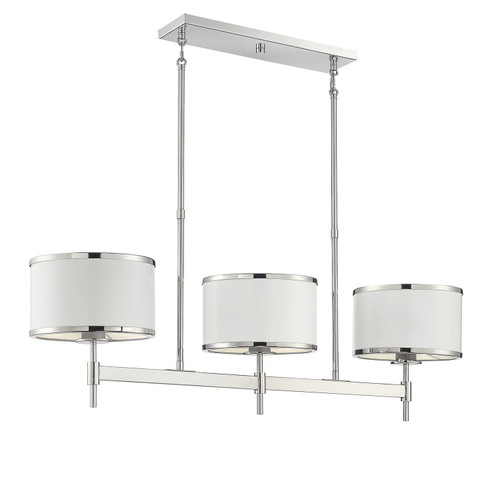 Savoy House - 1-187-3-172 - Three Light Linear Chandelier - Delphi - White with Polished Nickel Acccents