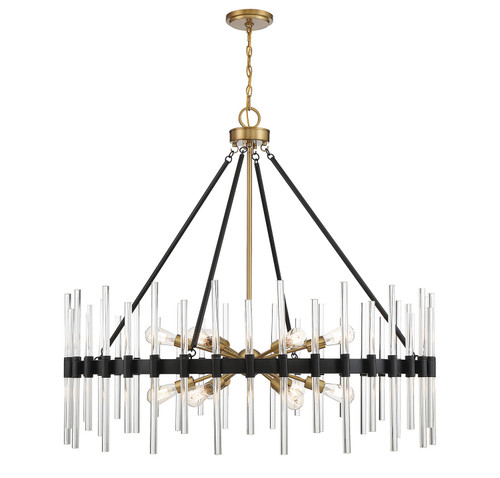 Savoy House - 1-1934-12-143 - 12 Light Chandelier - Santiago - Matte Black w/Warm Brass