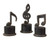Uttermost - 19280 - Figurines Set/3 - Music Notes - Aged Black w/Tan Glaze And Matte Black