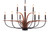 Toltec Lighting - 2909-MBWG - Nine Light Chandelier - Monterey - Matte Black & Painted Wood-look Metal