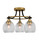 Toltec Lighting - 3417-MBBR-4100 - Three Light Semi-Flush Mount - Paramount - Matte Black & Brass