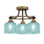 Toltec Lighting - 3417-MBBR-4615 - Three Light Semi-Flush Mount - Paramount - Matte Black & Brass