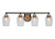 Toltec Lighting - 3424-MBBR-210 - Four Light Bath Bar - Paramount - Matte Black & Brass