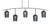 Toltec Lighting - 3745-GP-4252 - Five Light Bar - Kurve - Graphite