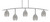 Toltec Lighting - 3745-GP-426-GP - Five Light Bar - Kurve - Graphite