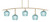 Toltec Lighting - 3745-NAB-4605 - Five Light Bar - Kurve - New Age Brass