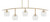 Toltec Lighting - 3745-NAB-4810 - Five Light Bar - Kurve - New Age Brass
