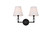 Elegant Lighting - LD7022W15BK - Two Light Bath - Bethany - Black and White Fabric Shade