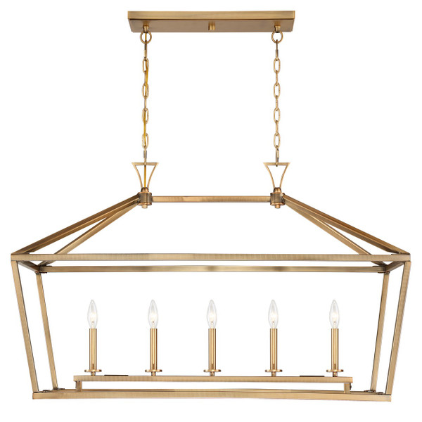 Savoy House - 1-424-5-322 - Five Light Linear Chandelier - Townsend - Warm Brass