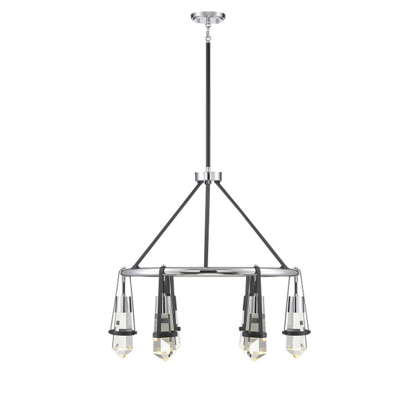 Savoy House - 1-7707-6-67 - LED Chandelier - Denali - Matte Black with Polished Chrome Accents