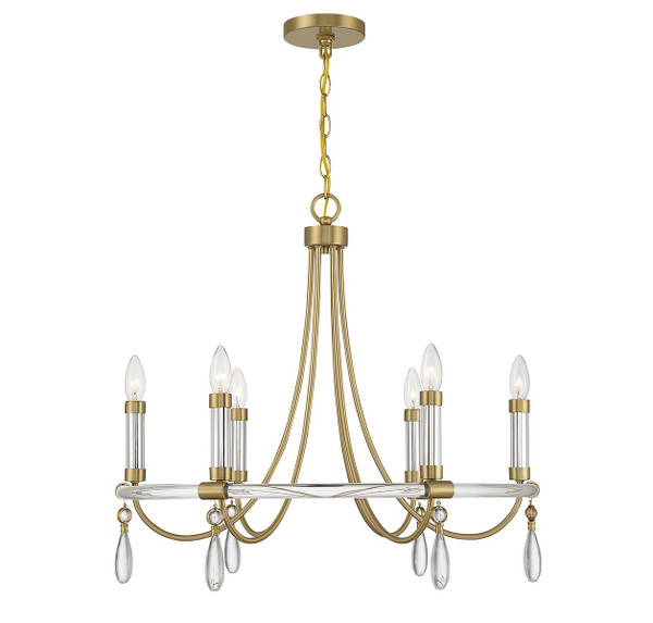 Savoy House - 1-7716-6-195 - Six Light Chandelier - Mayfair - Warm Brass/Chrome