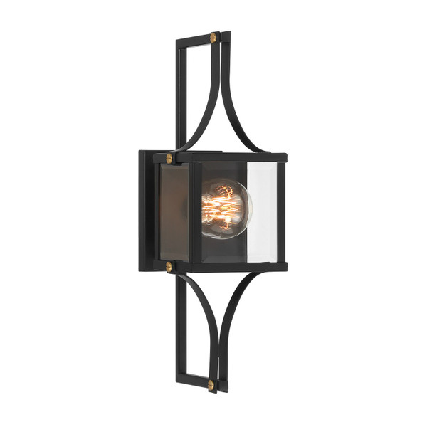 Savoy House - 5-473-144 - One Light Outdoor Wall Lantern - Raeburn - Matte Black/Weathered Brushed Brass