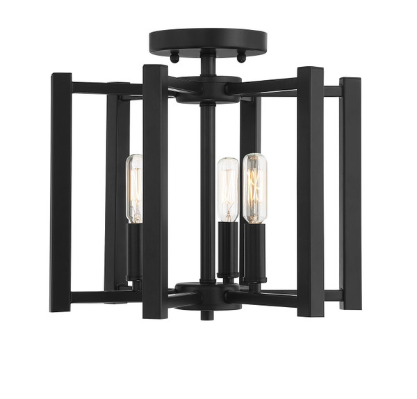 Savoy House - 6-7702-3-89 - Three Light Semi-Flush Mount - Benson - Matte Black