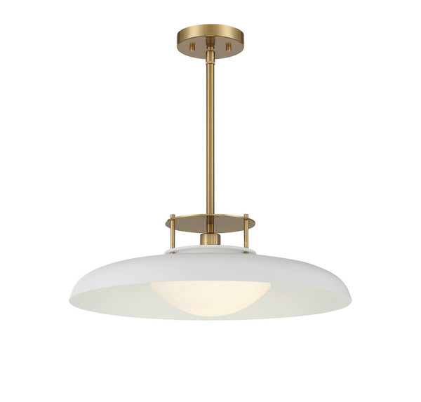 Savoy House - 7-1690-1-142 - One Light Pendant - Gavin - White w/Warm Brass