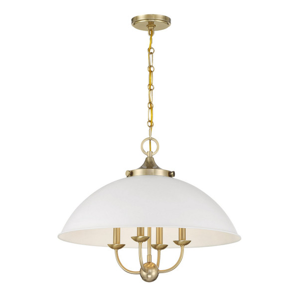 Savoy House - 7-1725-4-142 - Four Light Pendant - Monterey - White/Warm Brass