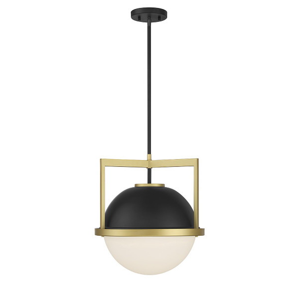 Savoy House - 7-4600-1-143 - One Light Pendant - Carlysle - Matte Black w/Warm Brass