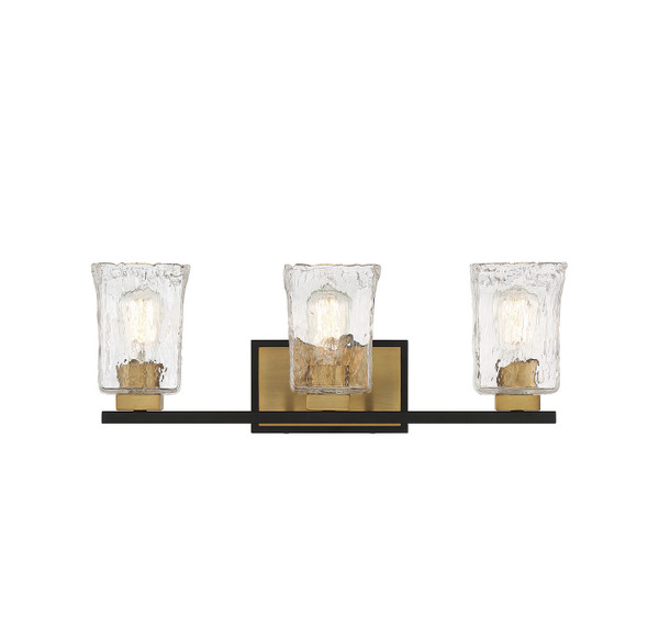 Savoy House - 8-1720-3-143 - Three Light Bathroom Vanity - Sidney - Matte Black w/Warm Brass Accents