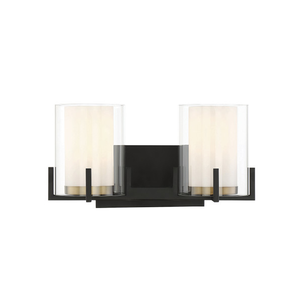Savoy House - 8-1977-2-143 - Two Light Bathroom Vanity - Eaton - Matte Black w/Warm Brass Accents