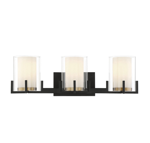 Savoy House - 8-1977-3-143 - Three Light Bathroom Vanity - Eaton - Matte Black w/Warm Brass