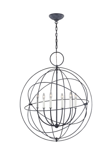 Visual Comfort Studio - CP1246WGV - Six Light Pendant - Bayberry - Weathered Galvanized