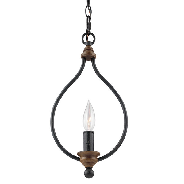 Visual Comfort Studio - P1341DWZ/WO - One Light Mini-Pendant - HARTSVILLE - Dark Weathered Zinc / Weathered Oak