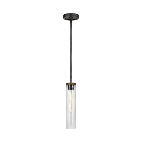Visual Comfort Studio - P1510DWK/SGM - One Light Pendant - Angelo - Distressed Weathered Oak / Slate Grey Metal