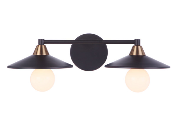 Craftmade - 12519FBSB2 - Two Light Vanity - Isaac - Flat Black/Satin Brass