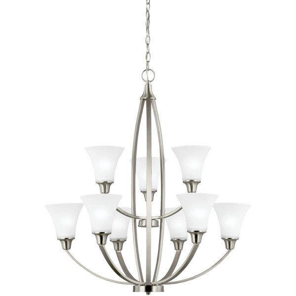 Generation Lighting - 3113209EN3-962 - Nine Light Chandelier - Metcalf - Brushed Nickel