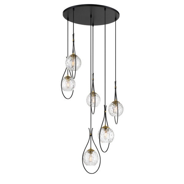 Minka-Lavery - 1536-726 - Six Light Pendant - Cody - Coal And Soft Brass