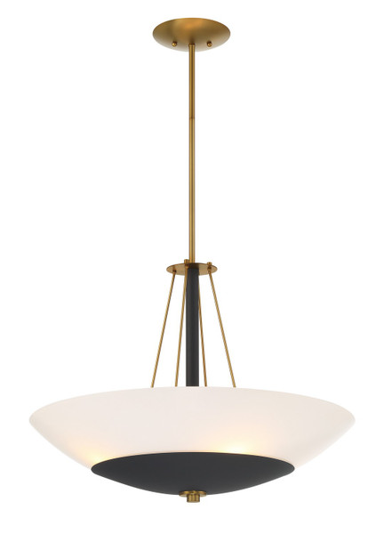 Minka-Lavery - 1704-781 - Four Light Pendant - Bax - Sand Coal and Soft Brass