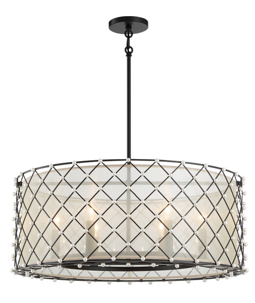 Minka-Lavery - 2866-66A - Six Light Pendant - Sheer Elegance - Coal