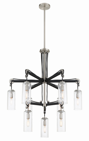 Minka-Lavery - 2899-691 - Nine Light Chandelier - Pullman Junction - Coal w/Brushed Nickel