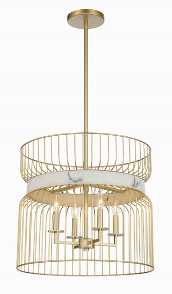 Minka-Lavery - 3394-754 - Four Light Pendant - Park Slope by Robin Baron - Nouveau Gold