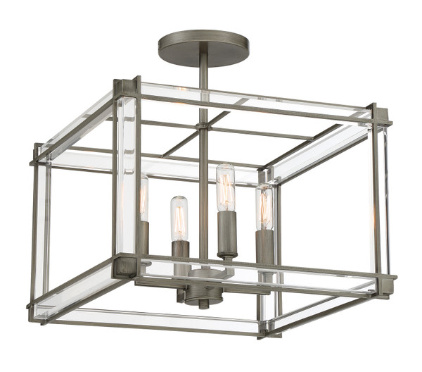 Minka-Lavery - 3859-756 - Four Light Semi Flush Mount - Langen Square - Antique Nickel