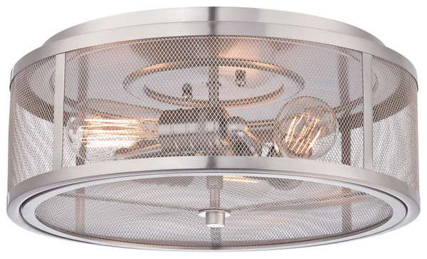 Minka-Lavery - 4133-84 - Three Light Flush Mount - Downtown Edison - Brushed Nickel