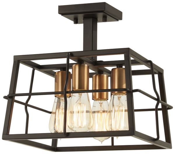Minka-Lavery - 4769-416 - Four Light Semi Flush Mount - Keely Calle - Painted Bronze w/Natural Brushed Brass