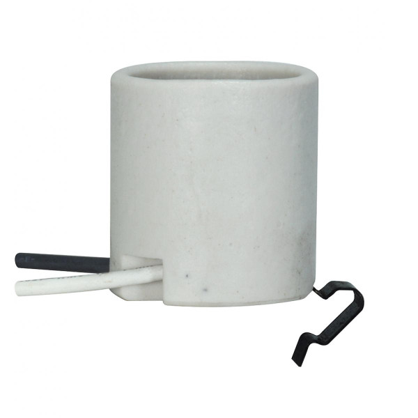 Satco - 80-1222 - Keyless Porcelain Socket W/Snap-In Clip - White