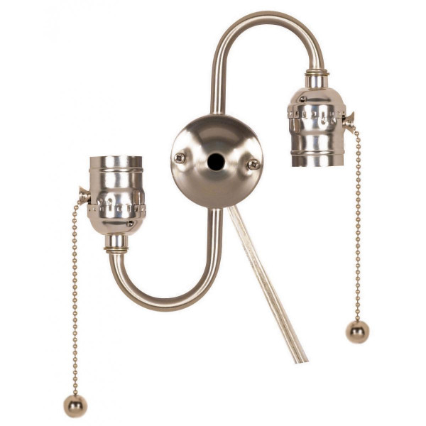 Satco - 80-1269 - Twin Pull Chain Brite Gilt With End Ball - Brite Gilt / Satin Nickel