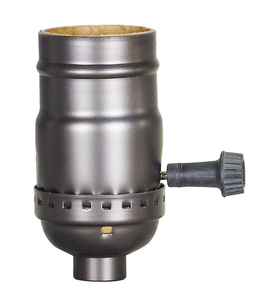 Satco - 80-2437 - On-Off Push Thru Socket With Side Outlet - Antique Brass