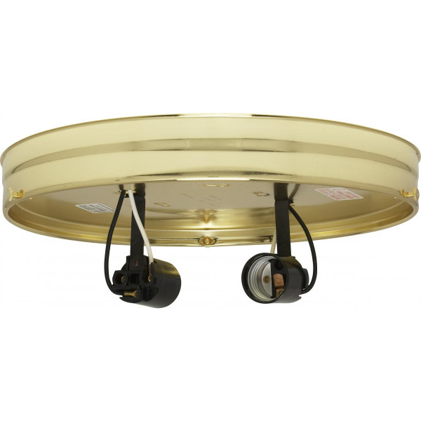 Satco - 90-766 - Two Light Ceiling Pan - Brass